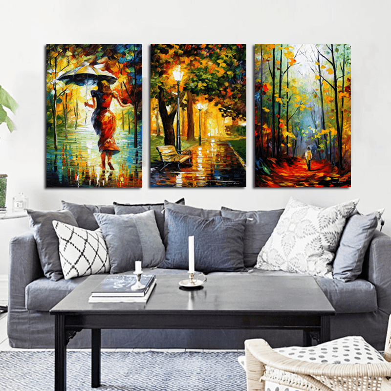 Miico Hand Painted Three Combination Decorative Paintings Watercolor Painting Wall Art for Home Decoration - MRSLM