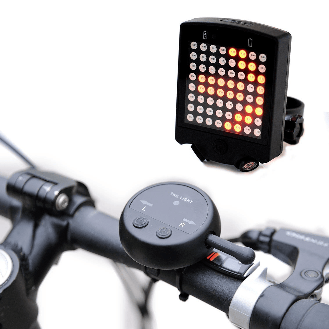 64 LED Wireless Remote Laser Bicycle Rear Tail Light Bike Turn Signals Safety Warning Light - MRSLM