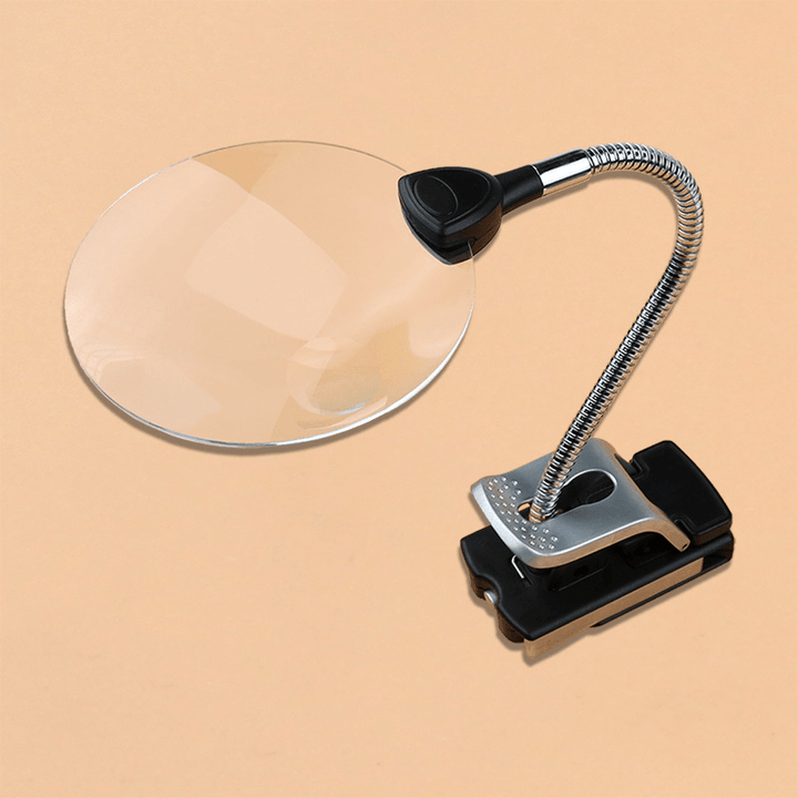 2.5X 8X Desk Reading Lamp Clamp Folding LED Lighted Magnifier Loupe Desktop Magnifying Glass with Wireless Magnifier - MRSLM