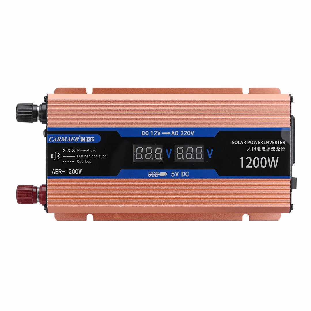 2 LED Dispaly 1200W Peak Intelligent Power Converter Car Inverter Power Supply Inverter for Car/Househould - MRSLM