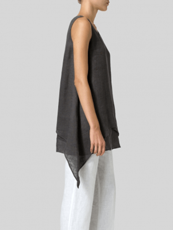 Sleeveless Crew Neck Casual Solid Tank Tops - MRSLM