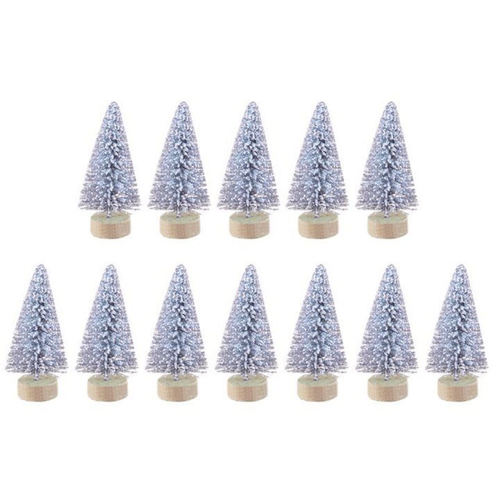 12 Pcs Mini Christmas Tree Sisal Silk Cedar Decor Small Christmas Tree Gold Silver Blue Green White Mini Christmas Tree - MRSLM