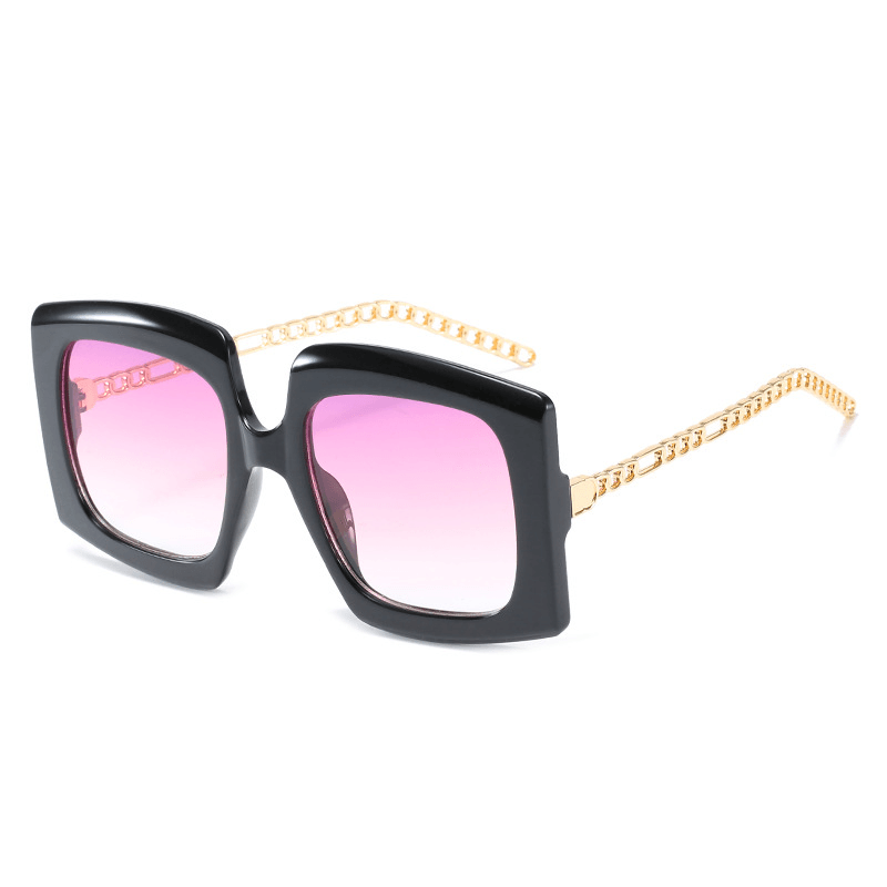 Fashion Women'S Metal Chain Cat-Eye Square-Frame Sunglasses - MRSLM