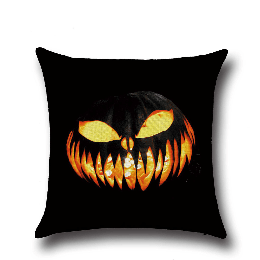 Halloween Horrible Pumpkin Light Pattern Pillowcase Cotton Linen Throw Pillow Cushion Cover Seat Home Decoration Sofa Decor - MRSLM