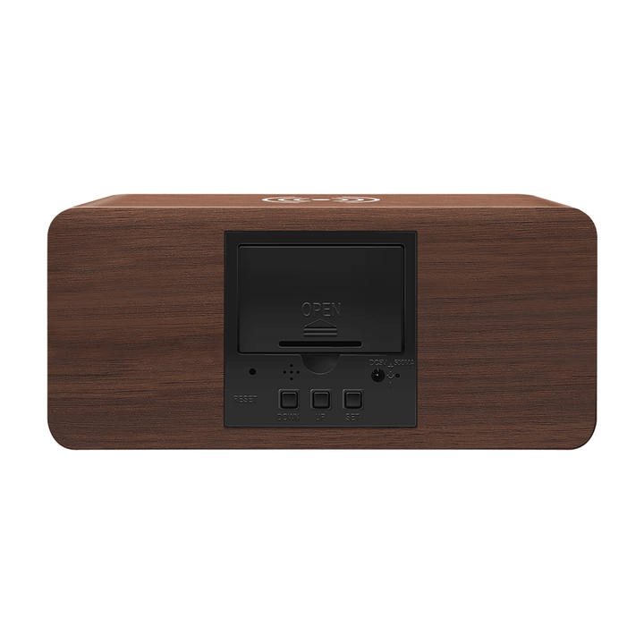 Digoo DG-AC80 LED 12/24 Hour Adjustable Display Wooden Clock Wirless Charging Voice Control Alarm Cl - MRSLM