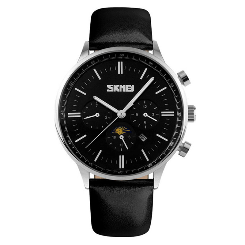 SKMEI 9117 Business Style Waterproof Men Wrist Watch Leather Strap Quartz Watches - MRSLM