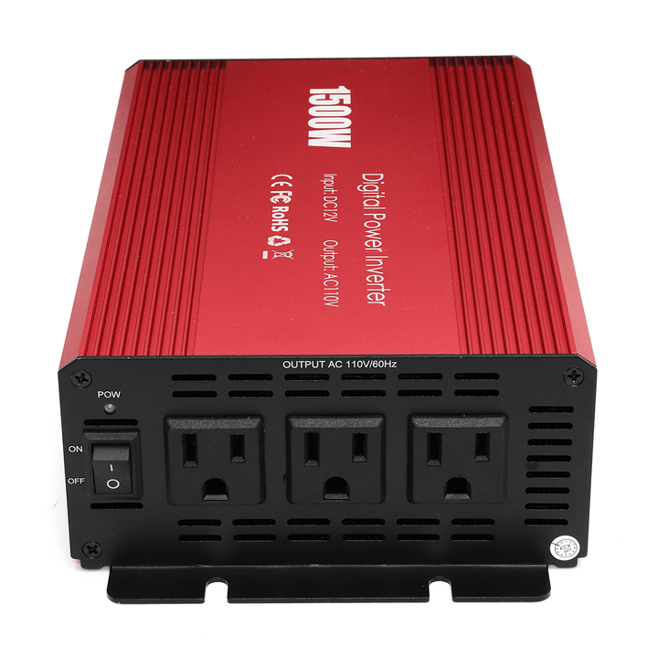 Portable 1500W Car Power Inverter DC 12V to AC 110V Modified Sine Wave Converter - MRSLM