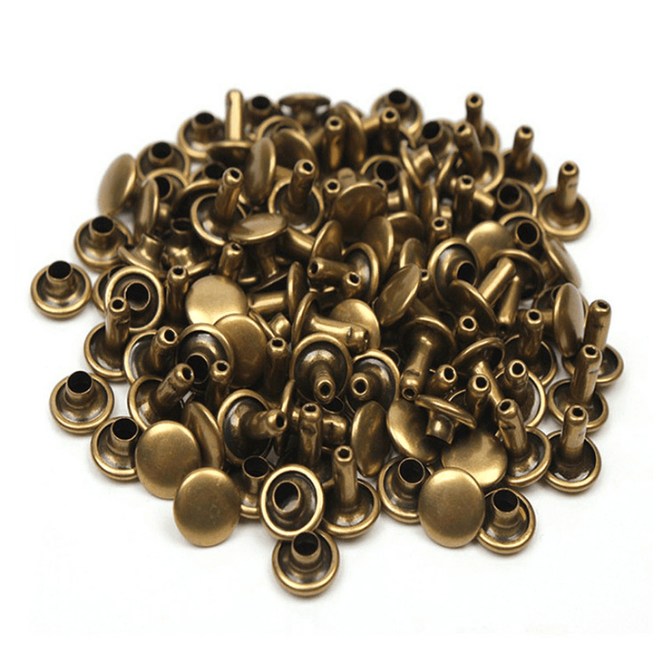 480 Pcs/Lot DIY Leather Craft Snap Fasteners Buttons Copper Antique Brass Double Cap Sewing Rivet Punk Bag - MRSLM