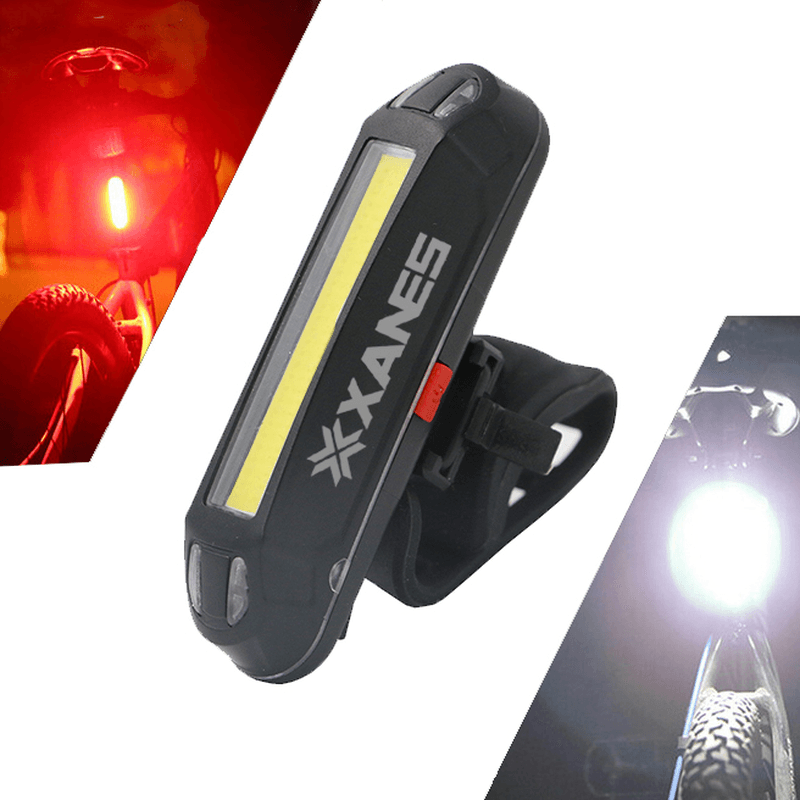 XANES 2 in 1 500LM Bicycle USB Rechargeable LED Bike Light Taillight Ultralight Warning Night - MRSLM