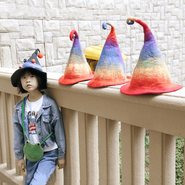 Handmade Wool Felt Hat Autumn and Winter Funny Elf Wizard High Hat - MRSLM