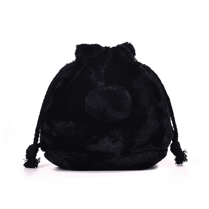 Cute Plush String Bucket Bag Shoulder Bag Crossbody Bag - MRSLM