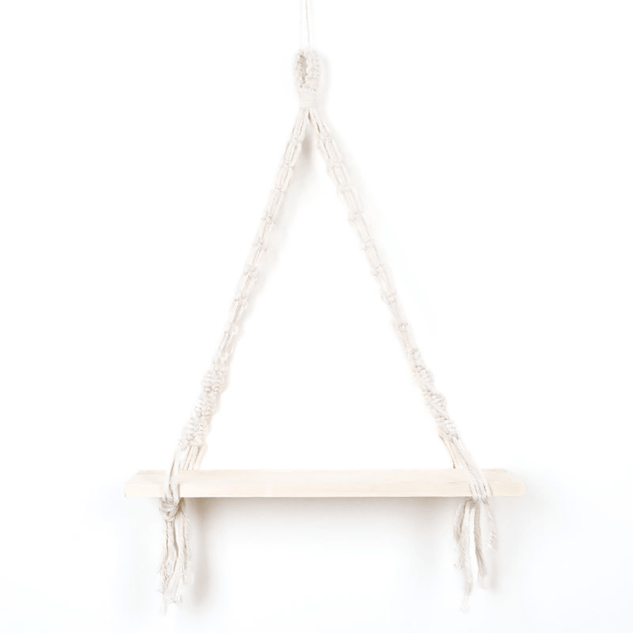 Macrame Plant Hanger Rack Hanging Shelf Bookshelf Hemp Rope Wall Mounted Shelves - MRSLM