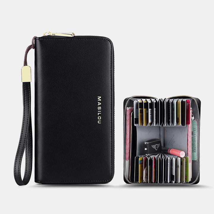 Women Long Large Capacity Genuine Leather Wallet Simple RFID Anti-Theft 6.5 Inch Clutch Wallet Multi-Card Slots Card Holder Purse - MRSLM