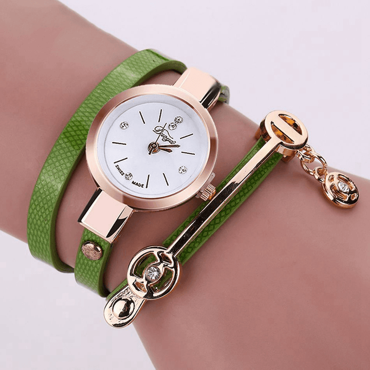 DUOYA XR1297 Fashion Casual Ladies Diamand PU Leather Strap Women Bracelet Watch Quartz Watch - MRSLM