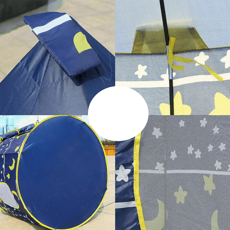 Kids Playhouse Moon Stars Pattern Play Tent Pop up Castle Princess Indoor Outdoor Gift Children'S Gifts Toys - MRSLM