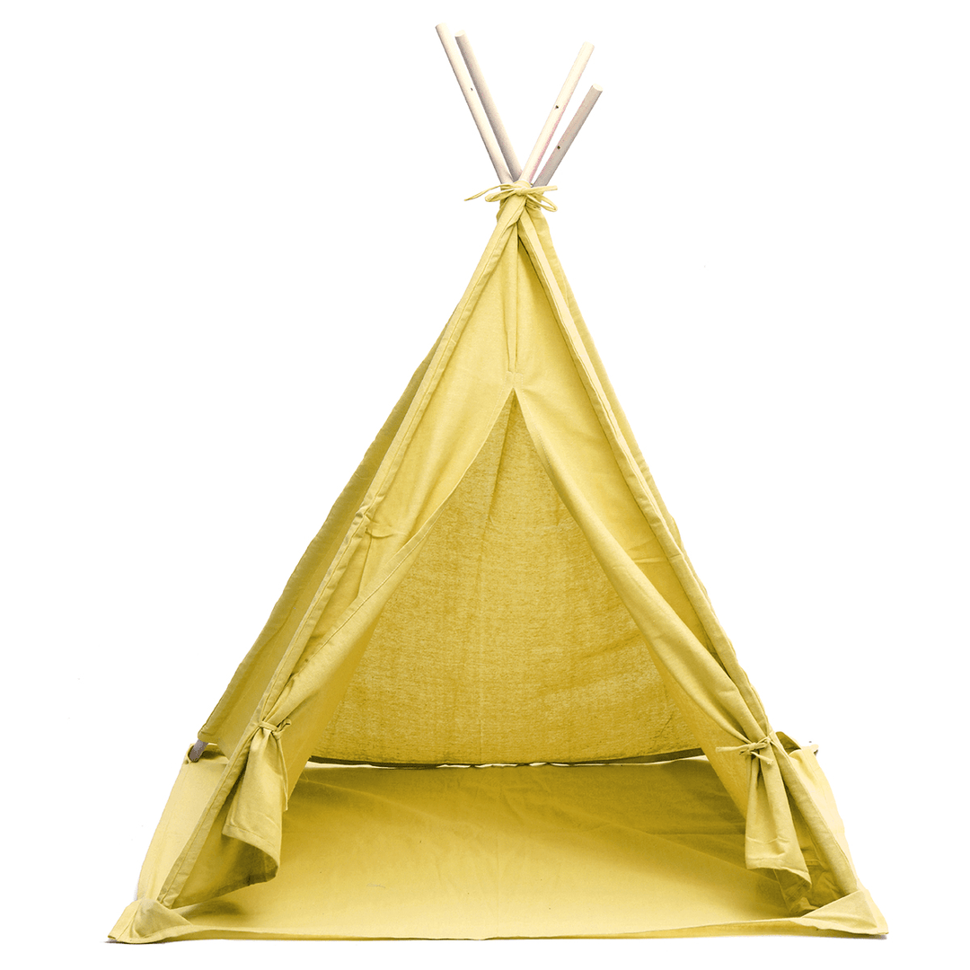 1.6/1.8M Kids Play Tents Cotton Canva Folding Indoor Outdoor Playhouse Triangle Indian Children Baby Game Funny House Wigwam Camping Tent - MRSLM