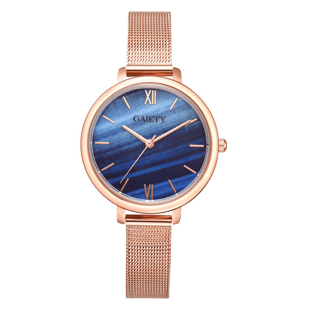 GAIETY G574 Colorful Rose Gold Steel Band Ladies Wrist Watch Ultra Thin Quartz Watch - MRSLM