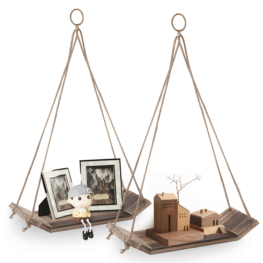 AGSIVO Wall Unit Retro Wood Industrial Style Metal Shelf Rack Storage for Home Hanging Crafts Decoration - MRSLM