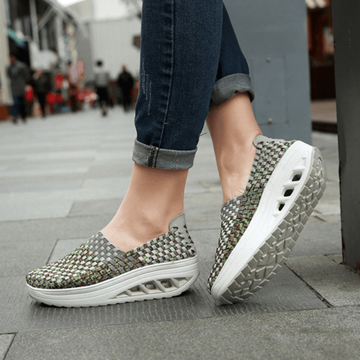 Colorful Rocker Sole Shoes Handmade Knit Shake Shoes Casual - MRSLM