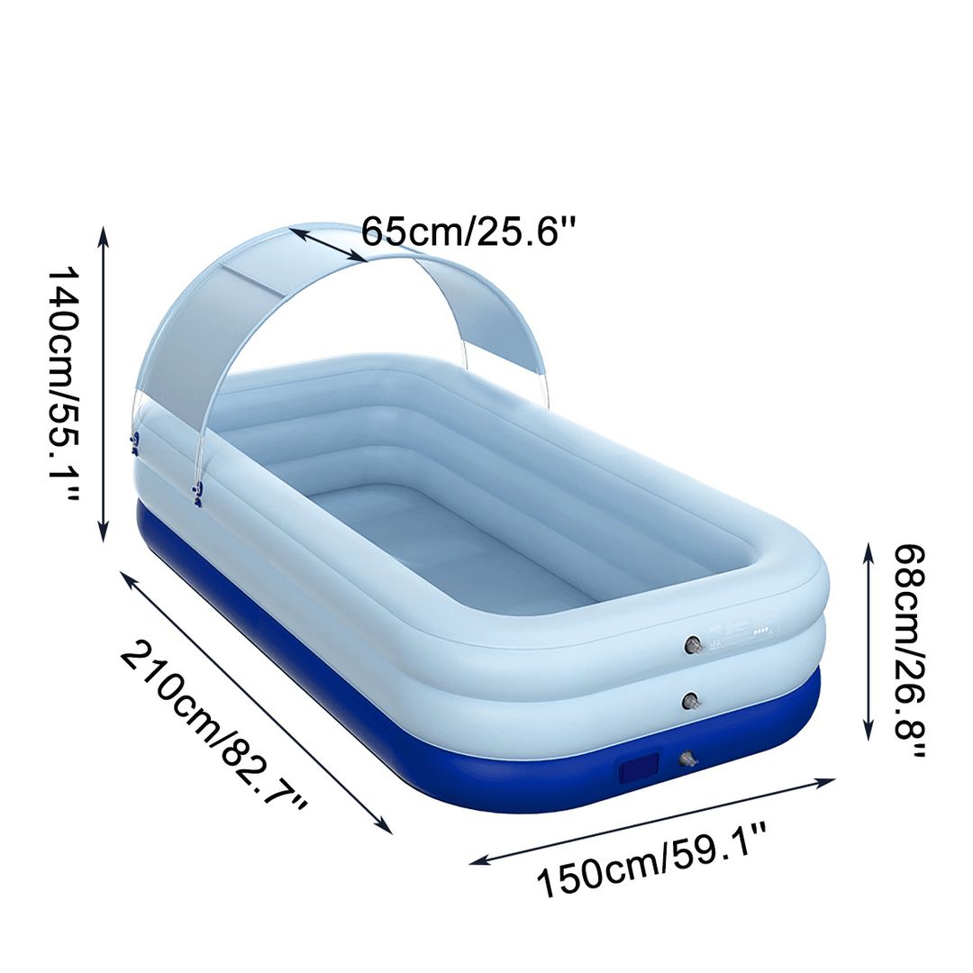 10Ft Automatic Inflatable Swimming Pool Family Bath Pools Paddling Pools with Sunshade Outdoor Garden - MRSLM