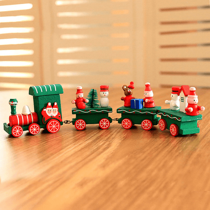 Christmas Wood Train Christmas Decorations Decor Innovative Gift for Children Diecasts Toy Vehic - MRSLM