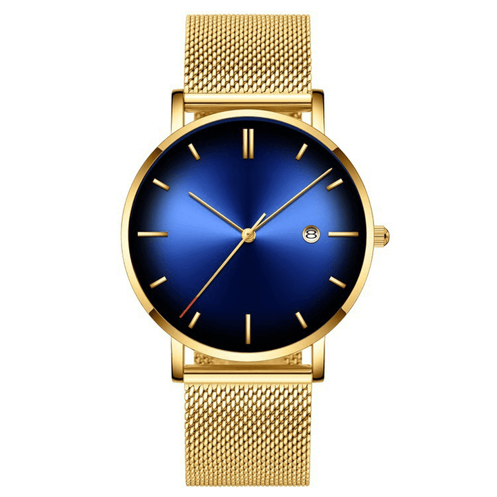 Fashion Casual Alloy Business Gradient Color Multi-Function Mesh Strap Quartz Watch - MRSLM