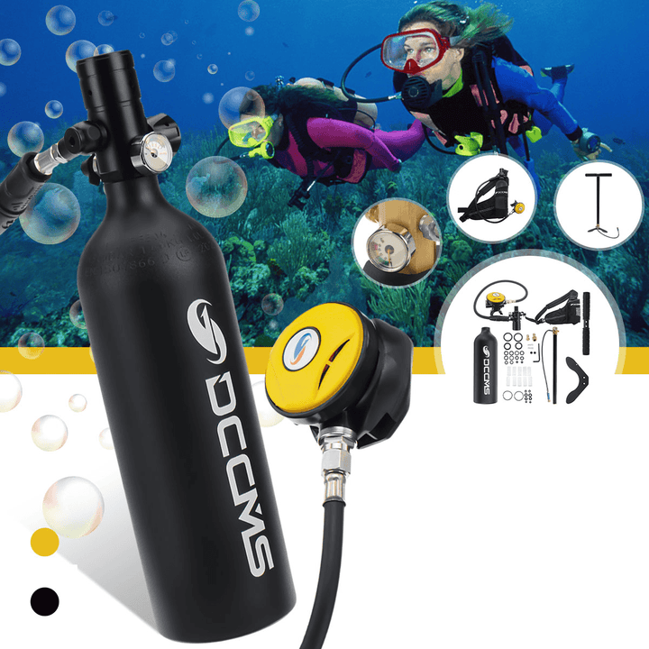 DCCMS 1L Scuba Diving Tank Set Air Tank Hand Pump Breathing Valve Outdoor Swimming Snorkeling Breath Diving Equipment - MRSLM