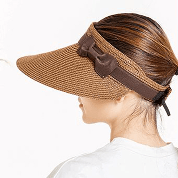 Women Summer Removable Top Sunshade Outdoor Straw Hat - MRSLM