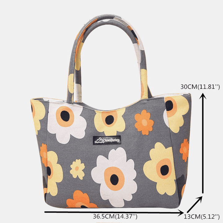 Women Large Capacity Waterproof Flower Stripe Handbag Tote - MRSLM