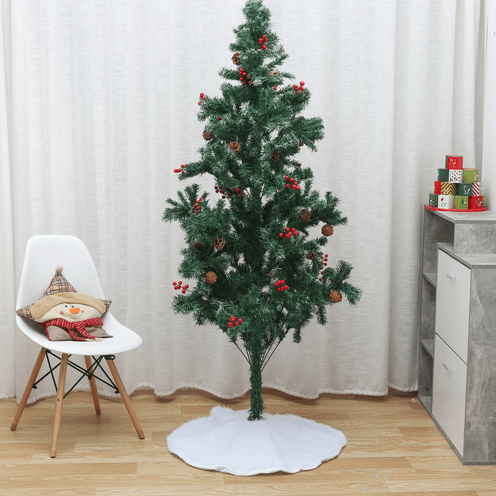 2020 White Plush Christmas Tree Skirt Christmas Decoration for Home Soft Hair White round Carpet Christmas Decor - MRSLM