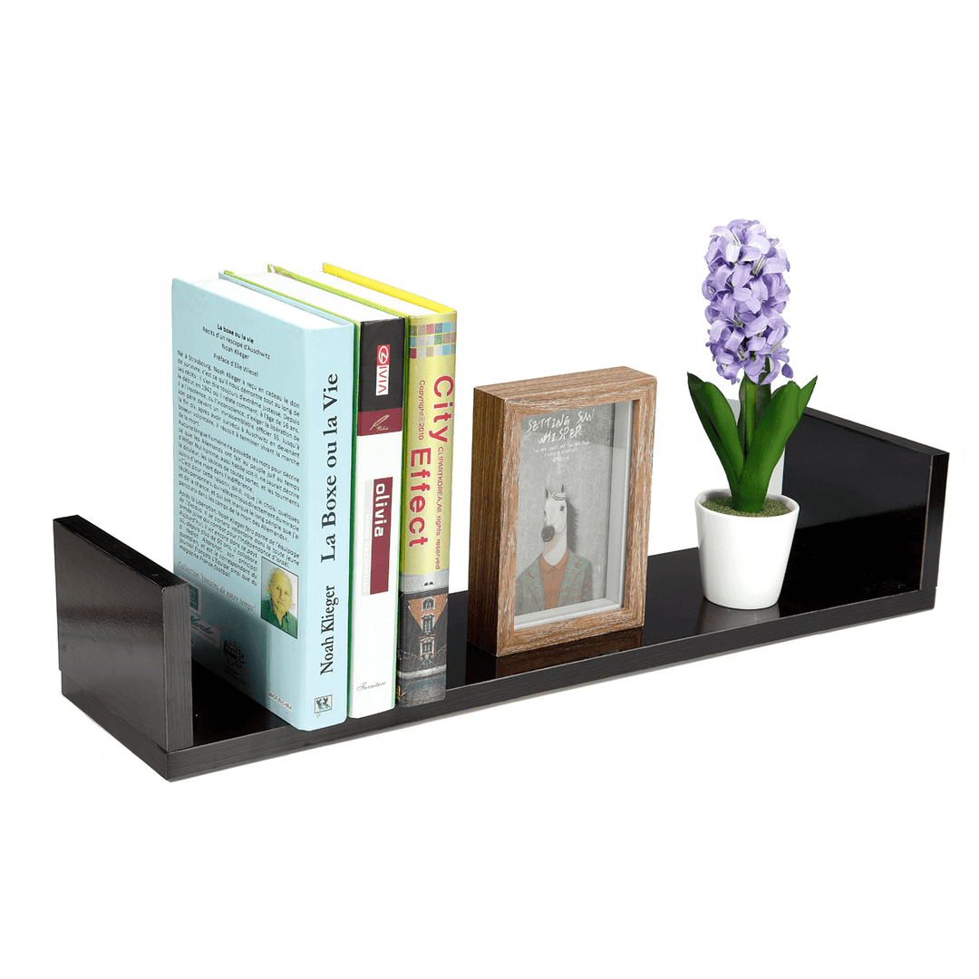 60X15Cm High Gloss U-Shaped Wall Shelf Bracket Floating Shelves Home Decorative Cube - MRSLM