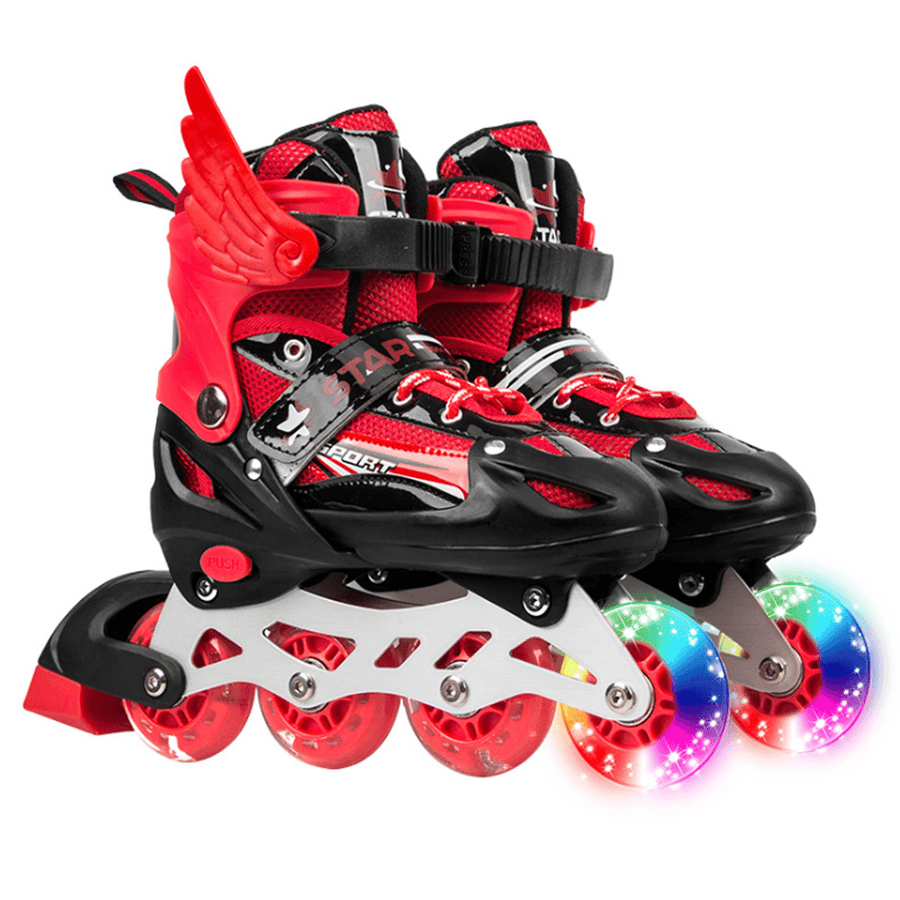 Kids Adjustable Inline Skates with Light up Wheels Outdoor & Indoor Roller Skates for Boys Girls Beginners - MRSLM