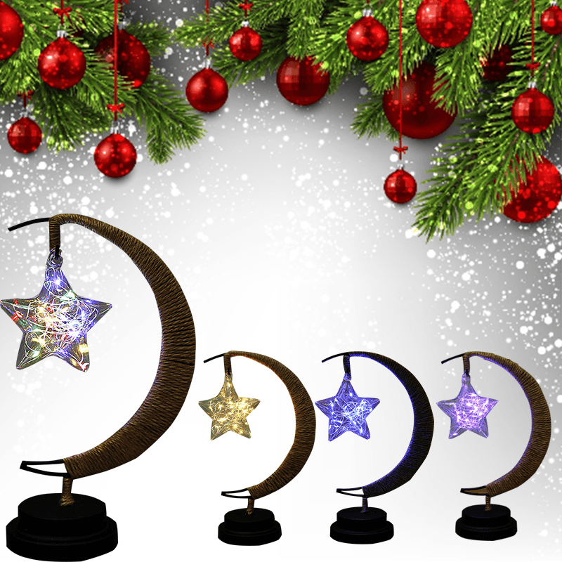 3D Battery Star Night Light Glass LED Home Party Wishing Lamp for Christmas - MRSLM