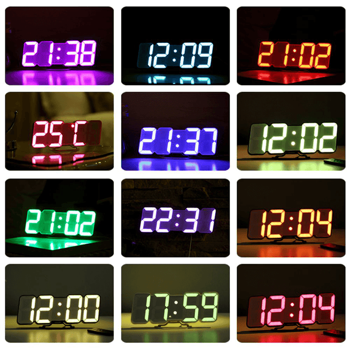 HC-26 3D Colorful LED Digital Clock Remote Control Temperature Alarm Clock - MRSLM