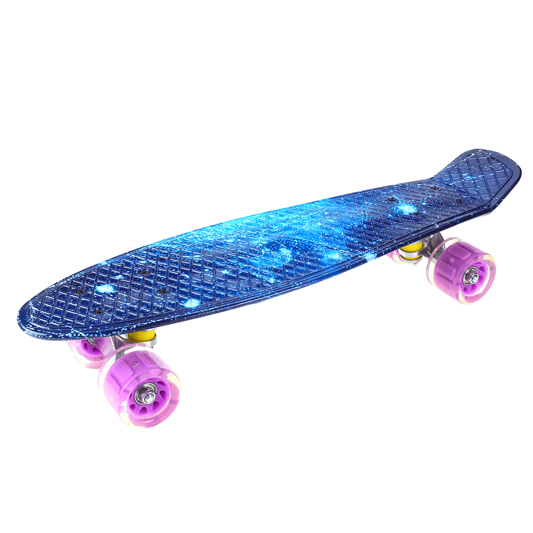 22Inch Kids Skateboard Flashing Wheel Chrome Bearing Mini Cruiser Children Longboard Outdoor Sport - MRSLM