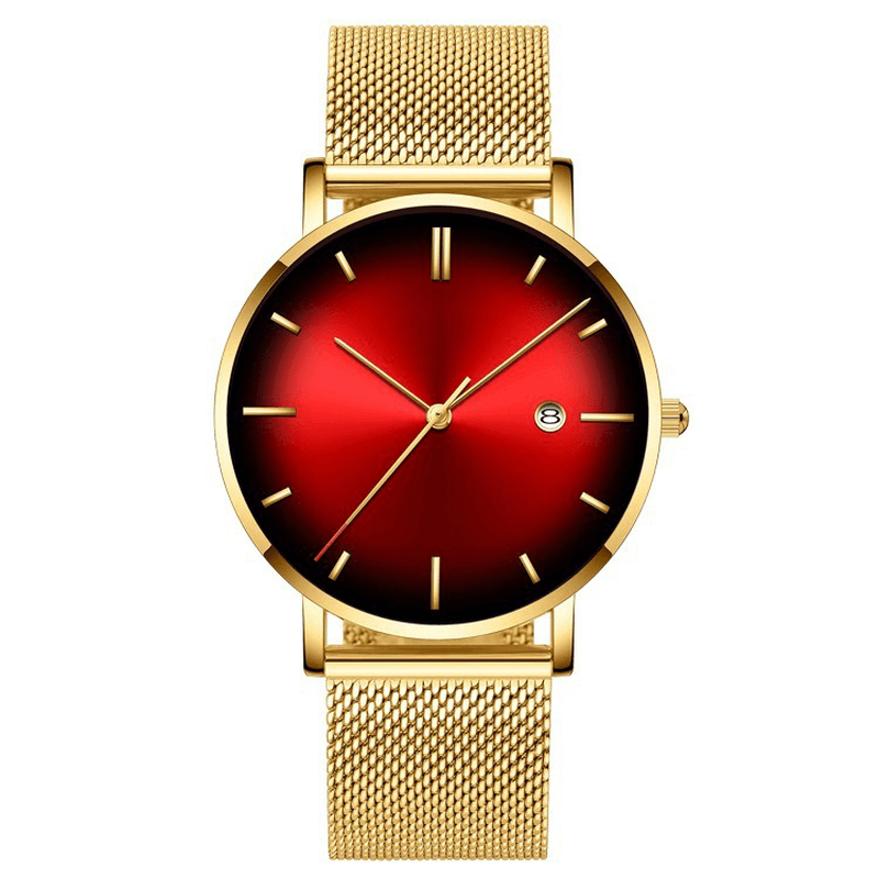 Fashion Casual Alloy Business Gradient Color Multi-Function Mesh Strap Quartz Watch - MRSLM