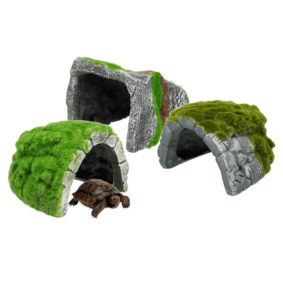 Reptile Habitat Fish Tank Hiding Cave Resin Turtle Basking Decorations Ornament - MRSLM