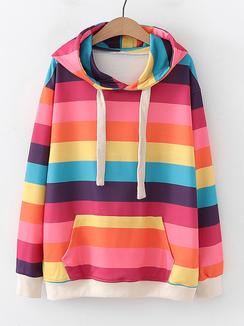 Hooded Multicolor Striped Sweatshirt - MRSLM