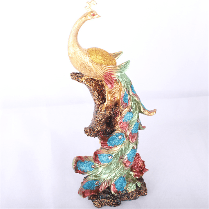 16.5X12.5X42Cm Peacock Statue Resin Decorations Sculpture Home Study Room Desktop Gift - MRSLM