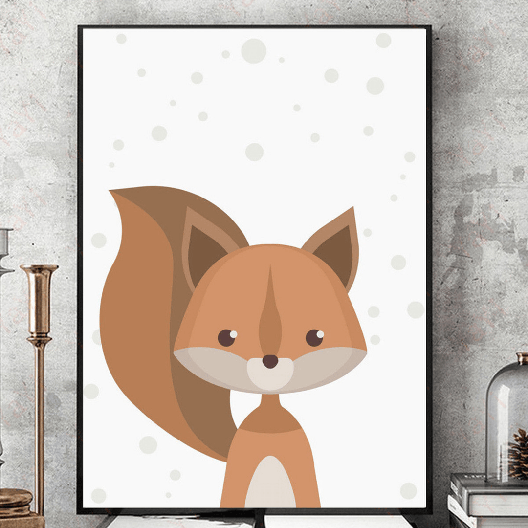 Cartoon Fox Animal Canvas Poster Nordic Art Prints Baby Kids Room Wall Sticker Decor - MRSLM