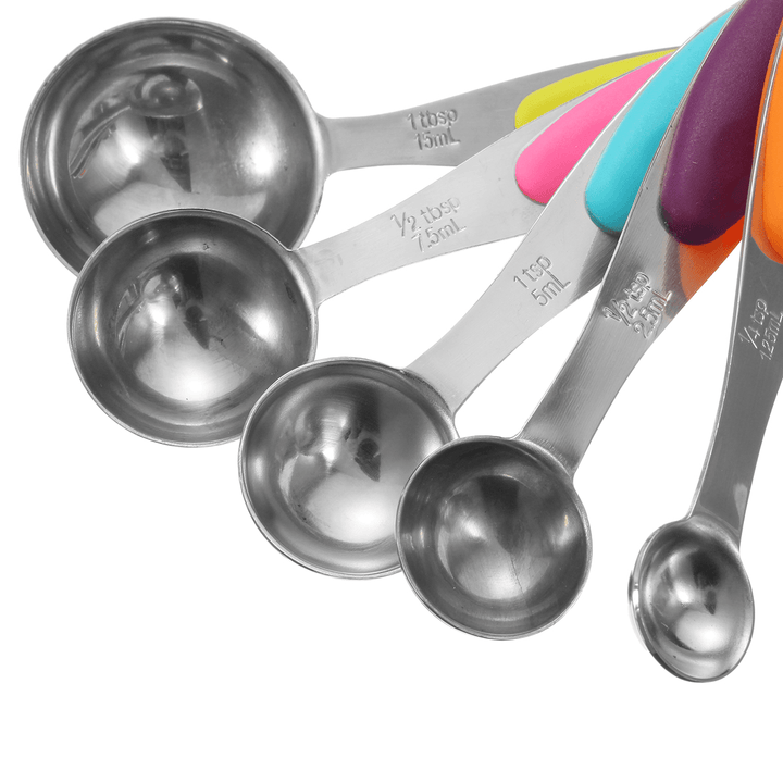 10Pcs Stainless Steel Measuring Cups & Spoons Tea Spoon Set Kitchen Tool - MRSLM