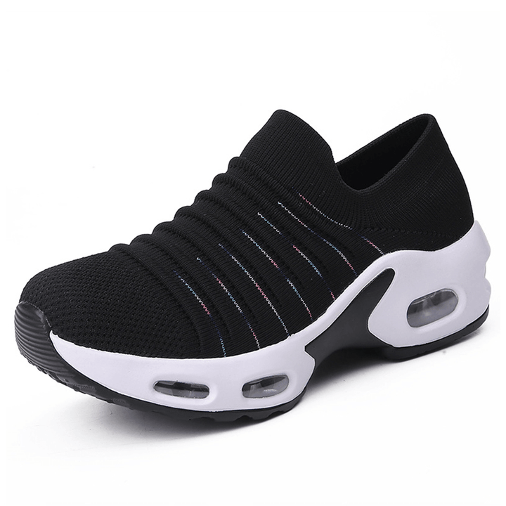 Women Brief Solid Fabric Breathable Soft Sole Cushioned Slip on Casual Sports Shoes - MRSLM