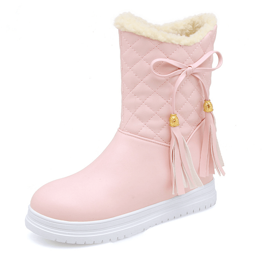 Warm Flat Platform Slip on Causal Soft Ankle Snow Boots - MRSLM