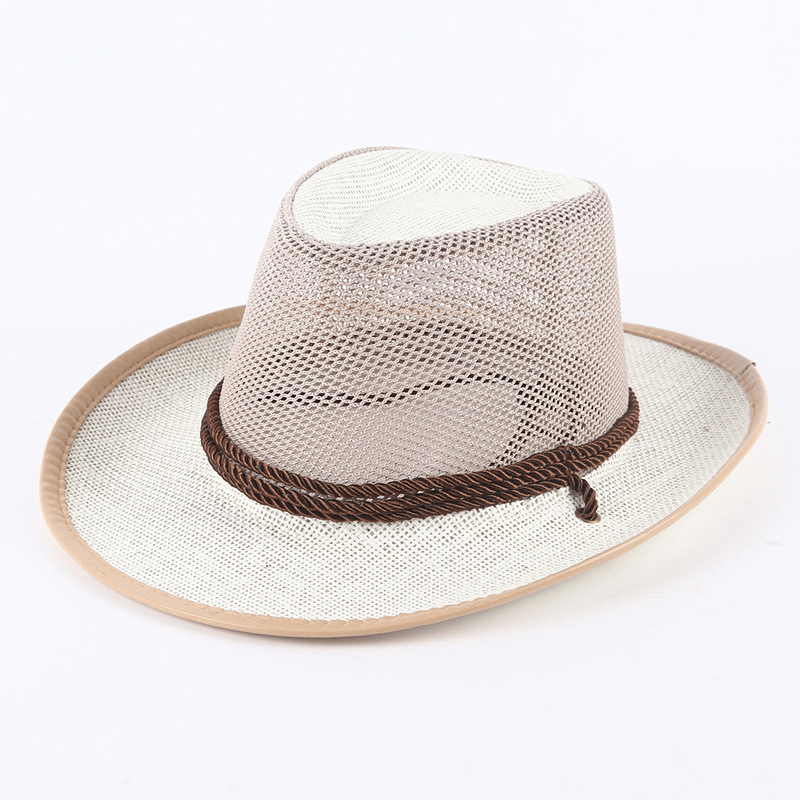 Outdoor Straw Hat Male Summer Seaside Beach Hat Western Cowboy Hat - MRSLM