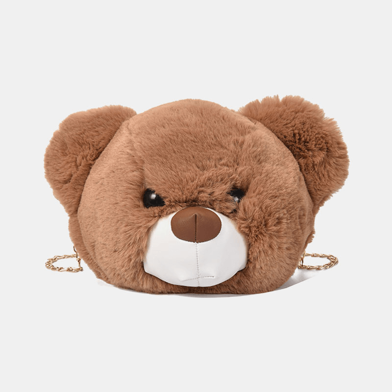 Women Cute Plush Bear Chains Shoulder Bag Crossbody Bag - MRSLM