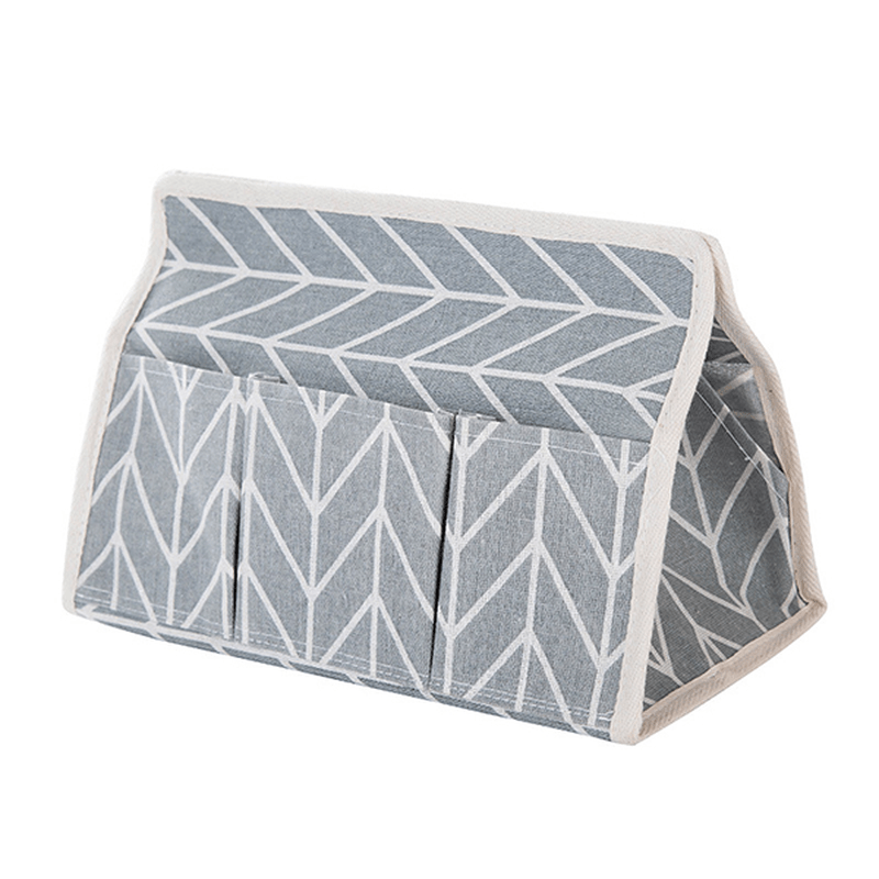 Creative Linen Cloth Tissue Box Multifunctional Six-Pocket Drawer Box Desktop Storage Box - MRSLM