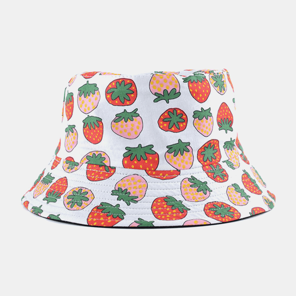 Unisex Cotton Double-Sided Cartoon Fruit Pattern Printing Fashion Sunshade Bucket Hat - MRSLM