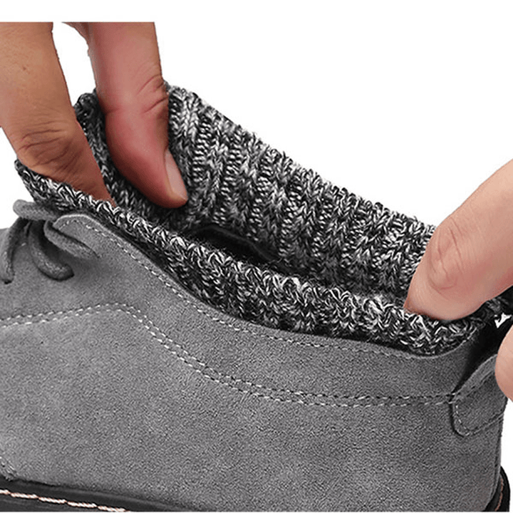 Men Brogue Style Knitted Suede Soft Sole Warm Oxfords Shoes - MRSLM