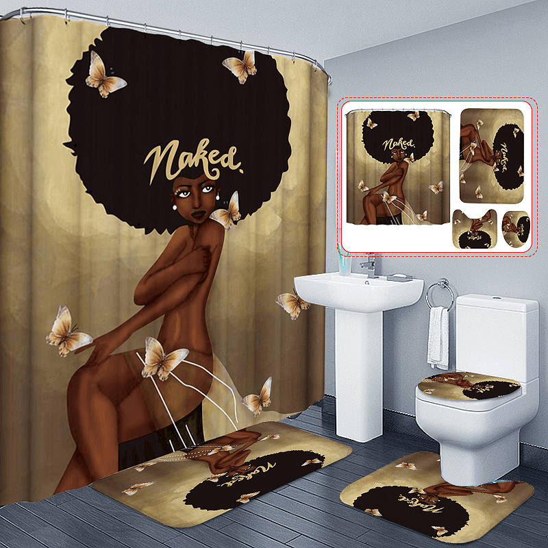 African American Women with Crownafrican American Women with Crown Shower Curtain Afro Africa Girl Queen Princess Bath Curtains with Rugs Toilet Seat Cover Set Shower Curtain Afro Africa Girl Queen Princess Bath Curtains with Rugs Toilet Seat Cover Set - MRSLM