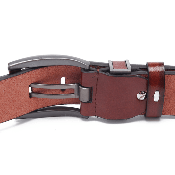 108CM Business Alloy Buckle Leather Belt Plain Waistband - MRSLM